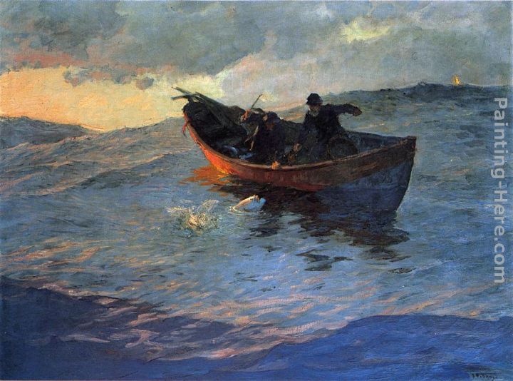 Struggle for the Catch painting - Edward Potthast Struggle for the Catch art painting